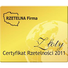 Złoty certyfikat rzetelności 2011 - franczyza na dogodnych warunkach